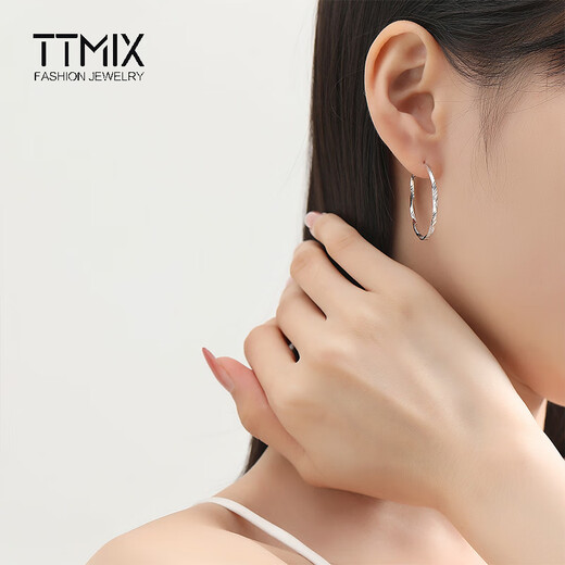 TTMIX platinum pt950 earrings large earrings platinum women's earrings Möbius plain hoop earrings 6.7-6.9g about 5.5cm