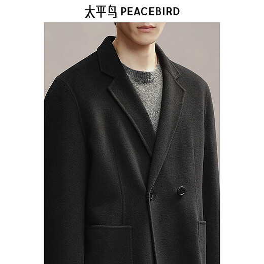 PEACEBIRD Men's Short Coat Men's Winter Woolen Suit Jacket Men's Suit Jacket Black First Batch L
