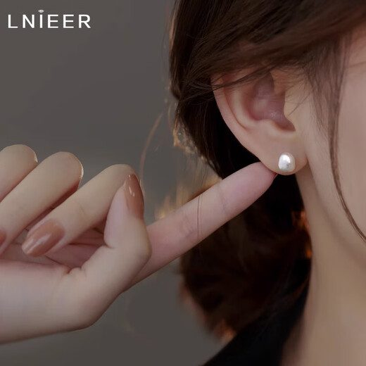 Lnieer999 Pure Silver Baroque Pearl Earrings Women's Niche Design High-end 2025 New Fashion Silver Earrings Baroque Pearl Earrings