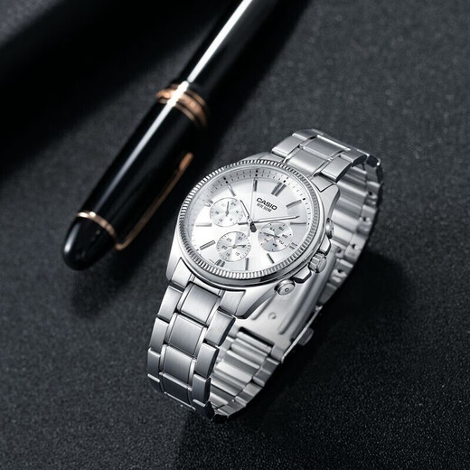 Casio (CASIO) business casual belt men's watch waterproof quartz three-eye trendy watch MTP-1375D-7AVDF