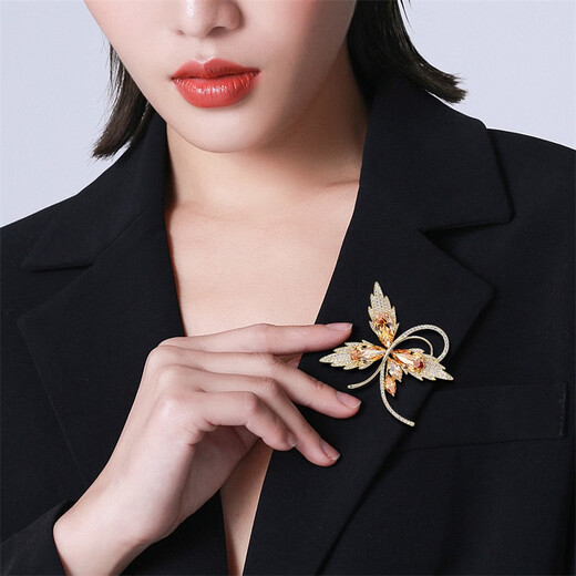 Qlady maple leaf corsage brooch, high-end female niche design, anti-exposure pin, scarf buckle, suit accessories, birthday gift