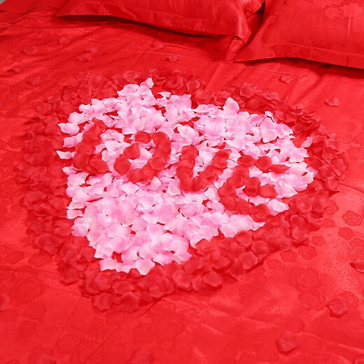 Hua Junyu simulated rose petals proposal, wedding room layout, hand-sprinkled flowers decoration, wedding sprinkled petals, romantic confession layout supplies, rose petals 1000 pieces pink