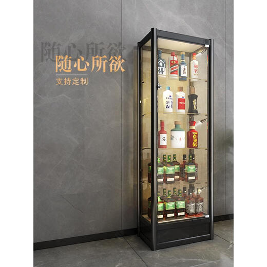 Tianming wine cabinet display cabinet against the wall living room modern simple light luxury new high-end Internet celebrity glass small wine cabinet for home base model 40*40*160 installed and shipped single door