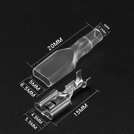 Andatong plug-in terminal block cold-pressed terminal block spring blade sheath male and female plug connector 4.8mm female + sheath - 100 sets