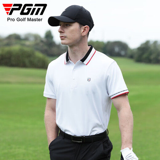 PGM vêtements de golf t-shirt de sport d'été à manches courtes pour hommes polo extensible col côtelé coloré pour hommes YF684-blanc M