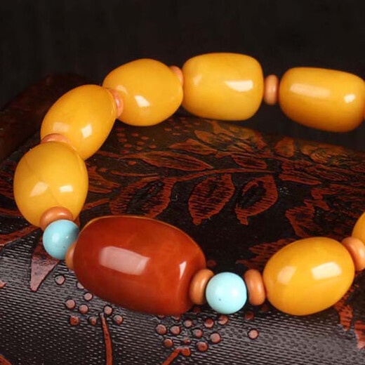 Zhenghe Jewelry Boutique Chicken Fat Yellow Beeswax Bracelet Original DIY 15.3g
