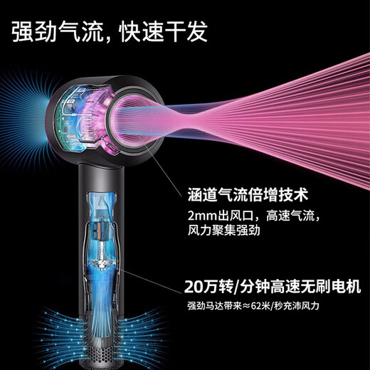 High-speed hair dryer for household mute negative ions high-power hair care does not hurt the hair quick-drying dryer dormitory gift light pink intelligent constant temperature hair care | single air nozzle | national 3C certification | 2025 new top version first release