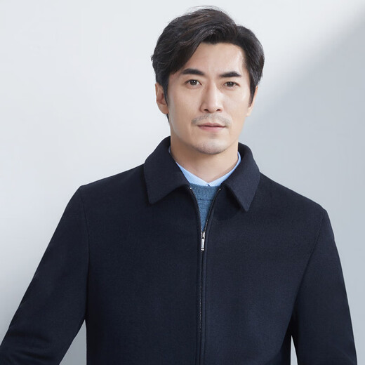 Hongdu Winter Thick Wool Men's Jacket Plus Velvet Thickened Dad's Clothing Middle-aged and Elderly Revised Business Men's Jacket Navy Blue (Black) JK6803 Regular Style XL (180/96A)