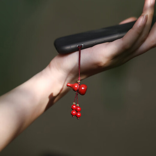 Phoenix Nirvana Cinnabar mobile phone lanyard gourd red rope mobile phone chain birth year amulet horse keychain pendant birthday gift for women