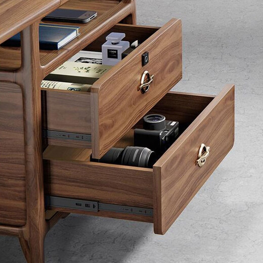 KOQUMGE New Chinese style solid wood boss desk high-end business executive black gold executive desk computer desk and chair combination 2.0m office desk (black gold)