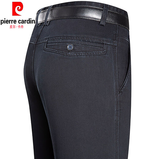 Pierre Cardin Light Luxury High-Waist Deep Jeans Men's Summer Loose Stretch Middle-aged and Elderly Dad Casual Straight Pants Thin Section 3892 Black Size 33