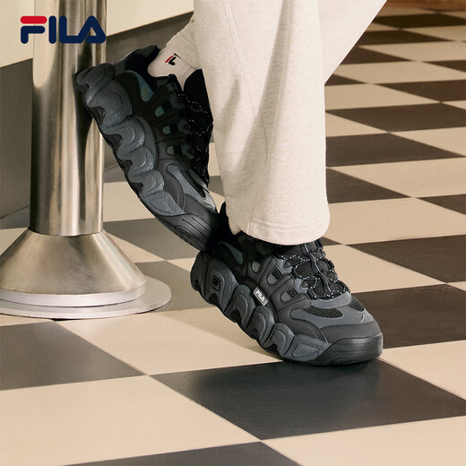 FILA official men's shoes CROISSANT modern sports shoes croissant shoes dad shoes black/shadow black gray-BC 42