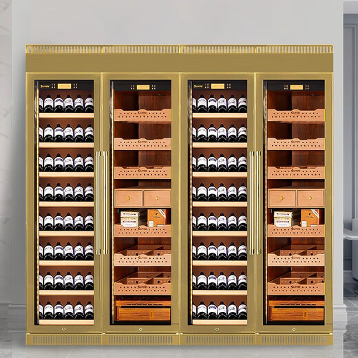 SILIWERE/SILIWERE red wine cabinet, constant temperature wine cabinet, custom wine cabinet, large wine cabinet, double door wine cabinet, custom wine cabinet, width 1970 depth 450 height 2000 champagne gold 550L exclusive version