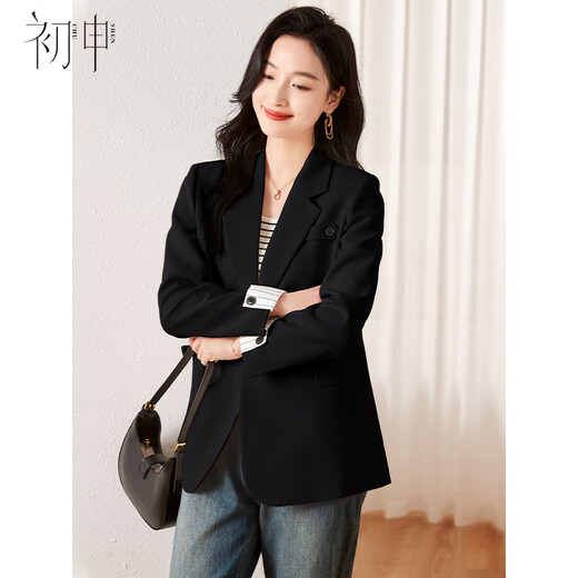 Chu Shen Spring and Autumn Small Suit Women's Fashionable Commuting Casual Formal Suit Jacket S141F4821 Black L