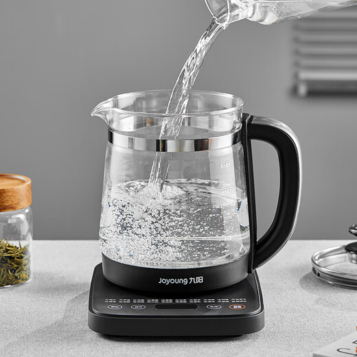 Joyoung 1.7L large capacity health kettle, thermal insulation tea kettle, health electric tea kettle, multifunctional flower tea kettle, household fully automatic tea kettle, glass electric kettle, intelligent temperature adjustment kettle, black 1.7L, free 304 stainless steel tea basket