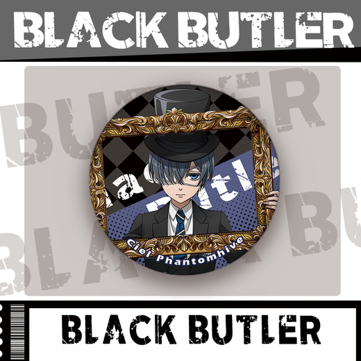 Manke Meow Black Deacon Fan Periphery Charles Sebasti Funeral House Bar Jima Tin Plaque Badge Mille de douleur Pain Pack Pack G854-Character Frosted Star Phantom [Badge de 58 mm]