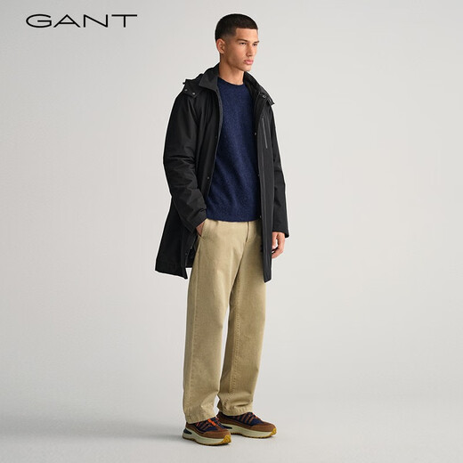 GANT甘特秋冬新款男士时尚休闲百搭中长款直筒连帽夹克棉服外套 5黑色 S