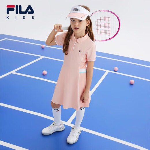 Fila Fila Children's Clothing Children's Skirt 2024 Summer Casual Sports Knitted Dress for Medium and Large Children Girls Bingche Orange-OR 160
