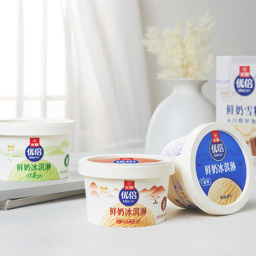 Guangming Brand Excellent Milk Ice Cream 90g 4 cups (original flavor*2 cups+Longjing flavor*1 cup+Dahongpao*1 cup)