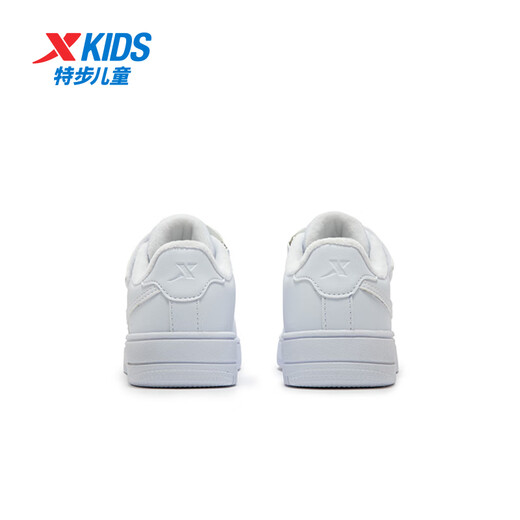 XTEP (XTEP) white shoes, children's shoes, children's cotton shoes for boys and girls, leather surface plus velvet, warm, non-slip, wear-resistant, Velcro cotton shoes, new white/new metallic silver 27