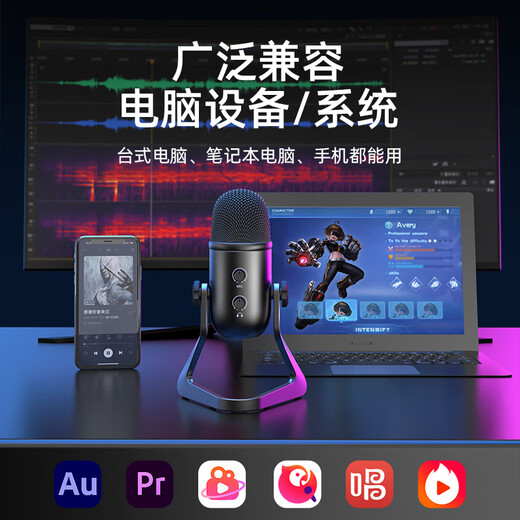 FIFINE desktop computer microphone professional recording studio dubbing condenser microphone live broadcast equipment voice conference recording high quality wired monitoring noise reduction radio microphone K678 K678 microphone + cantilever bracket + anti-blowout net