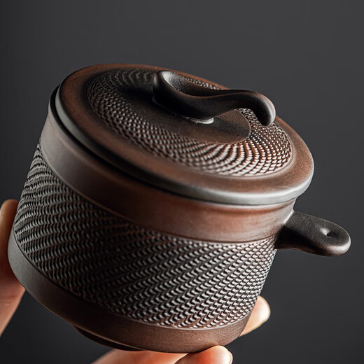 Tang Feng Purple Pottery Kung Fu Tea Set Purple Clay Retro Covered Bowl Tea Cup Household Teapot Set Stone Mill Lazy Anti-scalding Tea Making Artifact Purple Pottery Automatic Tea Maker + Male Cup