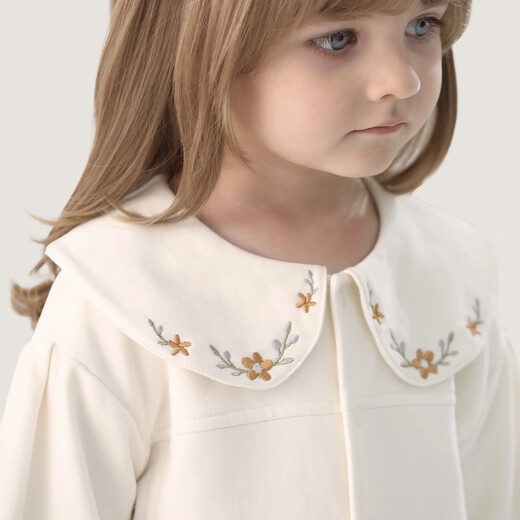 Bali Piggy Girls Shirt Baby Baby Doll Shirt Spring and Autumn Shirt Sweet Baby Top Infant Outing Milk White 100 cm