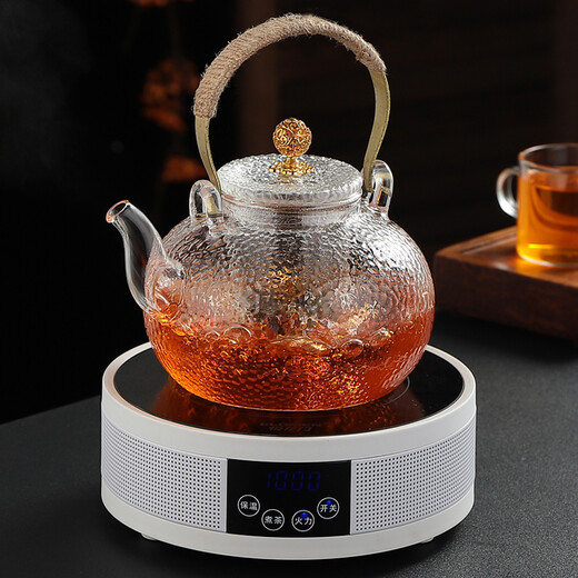 Magnolia incense high temperature resistant thickened glass tea kettle electric ceramic stove heating kettle household tea set tea kettle small tea kettle set golden beads 900ML (single pot)