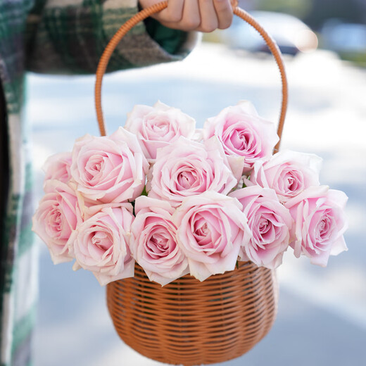 Jingdong Flowers Pink Snow Mountain Roses 10 Ruyi Base Fresh Cut Flowers Water-raised Flower Arrangement Life Bouquet Straight from the Source