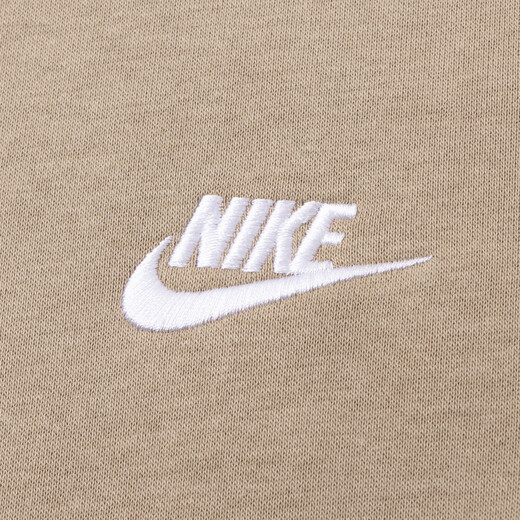 NIKE Men's Autumn and Winter Velvet Warm Sports Suit Fitness Training Clothes Simple Trendy Fashionable Breathable Casual Clothes BV2663-247 Khaki Round Neck Pullover Sweatshirt L/175