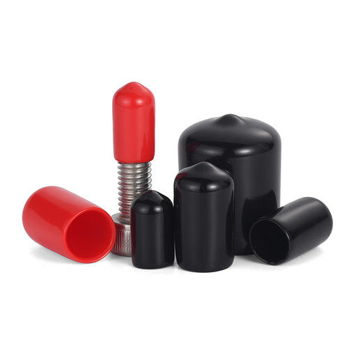 JINGGONG PVC cap round pipe sleeve black/red rubber thread protection plug soft-impregnated plastic insulation dust-proof seal inner diameter 20.0mm black (10 pieces)