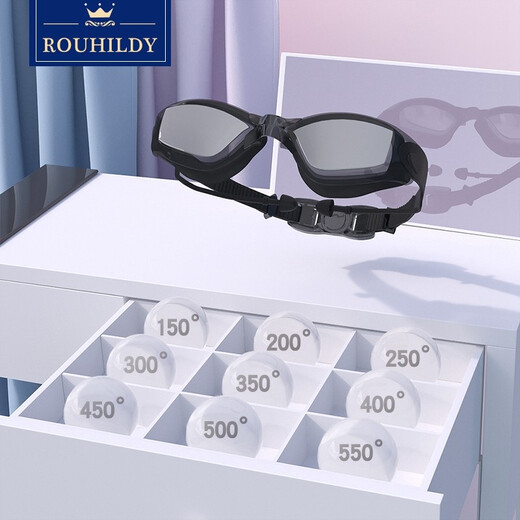 ROUHILDY swimming goggles men's anti-fog waterproof high-definition swimming goggles earplugs professional swimming cap myopia degree women's diving set equipment transparency degree contact customer service or remarks