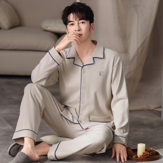 Modard Velvet Pajamas Autumán y invierno Cárdigan de manga larga Invierno se puede usar ropa de vestir para el hogar simple QKM9196 4XL
