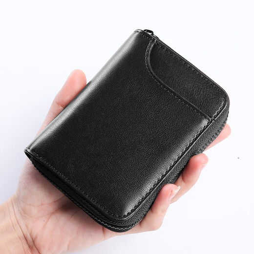 MAIWEINI genuine cowhide car key bag men's large capacity zipper bag women's waist hanging key bag trendy card bag driver's license black 12 key slots + 2 card slots
