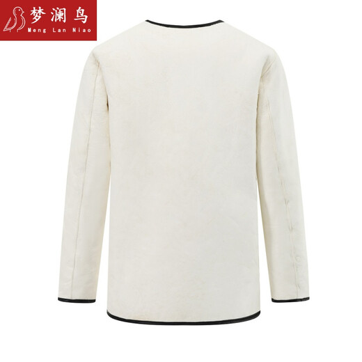 梦澜鸟皮毛一体羊皮袄子羊的毛羔棉服男皮衣羊剪绒整皮内胆上衣防风外套 乳白色 圆领 L 175/88A