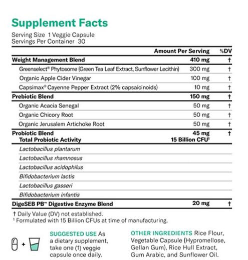 Physician's CHOICE Probiotics Women's Probiotics Green Tea Digestive Enzymes Apple Cider Vinegar Cleanse