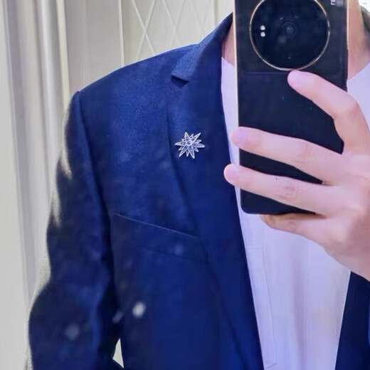 Beautifully made and cute collar pin, anti-exposure buckle, Hao Shi six-pointed star men's brooch, shirt collar button pin, suit badge corsage, 1 antique silver
