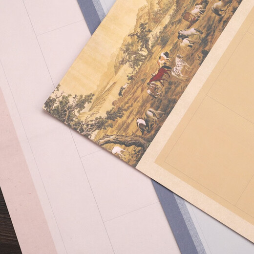 方格宣纸小楷作品纸四尺六尺对开半生半熟古风条屏微喷蜡染笺楷书隶书篆书书法创作带格子纸国展比赛作品纸 六尺对开3cm方格【686格，5张/包】 款式四