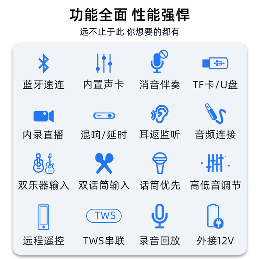 European and American sound outdoor audio karaoke dedicated three-way high-power professional singing live square dance performance high-quality large volume mobile pull rod Bluetooth portable speaker equipment 12-inch 263 pull rod 450W 2* wireless headset + gift package