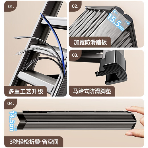 Tiandiyu (TDYU) folding clothes drying rack balcony household ladder floor-standing indoor dual-purpose thickening multi-functional quilt drying artifact about 1.8 meters + 5 step ladder gun ash clothes drying rack