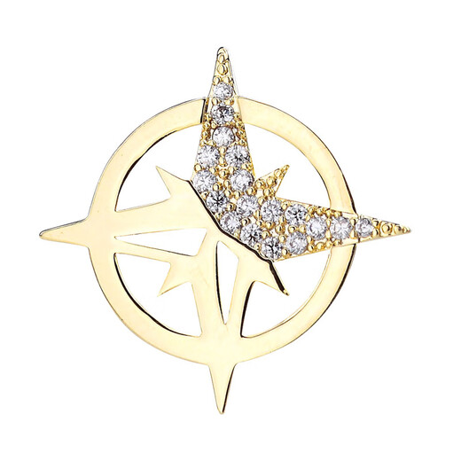 Crystal six-pointed star brooch men's birthday gift suit corsage brooch simple personalized badge accessories for dad and elders silver