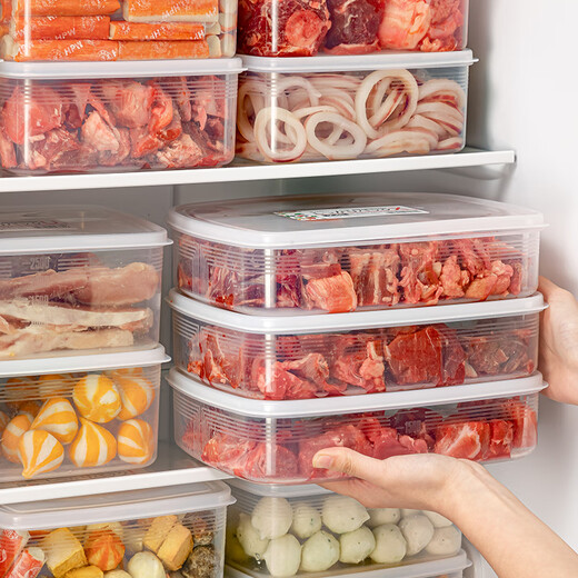 Sungsa Japan imported frozen meat storage box crisper box refrigerator refrigeration and freezing special fruit food grade sealed box imported crisper box (with scale) 2-piece set 2.6L