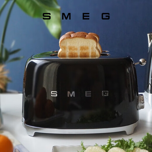 SMEG Italian retro toaster toaster sandwich breakfast machine toaster multi-functional household 6-speed baking TSF01 black (two-piece)