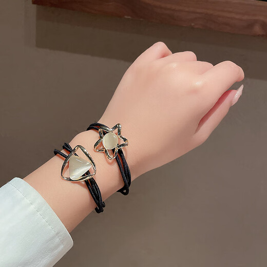 BARY REEF Elegant cat's eye stone hair circle headband for women, Korean version, simple small rubber band, ball headband, ponytail, three-piece set (three pieces)