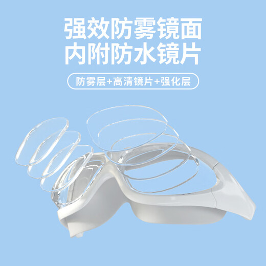 Jiehu swimming goggles myopia large frame high definition anti-fog swimming goggles adult electroplated swimming goggles for men and women professional swimming equipment 8150 transparent white one-piece earplugs 0-900 optional