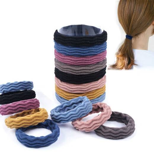 Jiuweiya Hair Band High Elasticity and Durable Rubber Band for Adults and Children Seamless Hair Band Women's Leather Cover Headband Thick Hair Rope FQ04# Mixed 10-piece Set