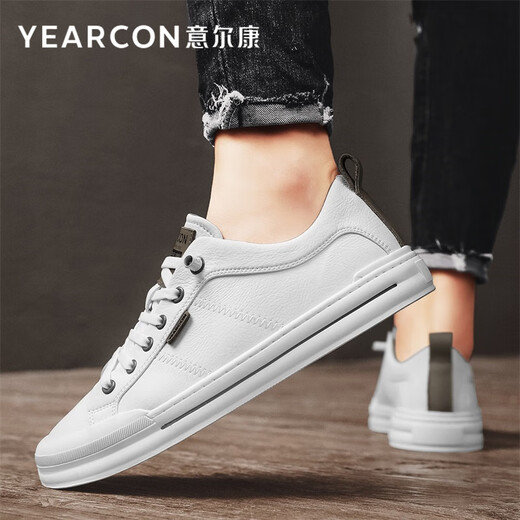 Yierkan Men's Shoes Spring and Autumn Versatile Soft Soled White Shoes Men's British Business Casual Leather Shoes Slip-On Sports Shoes