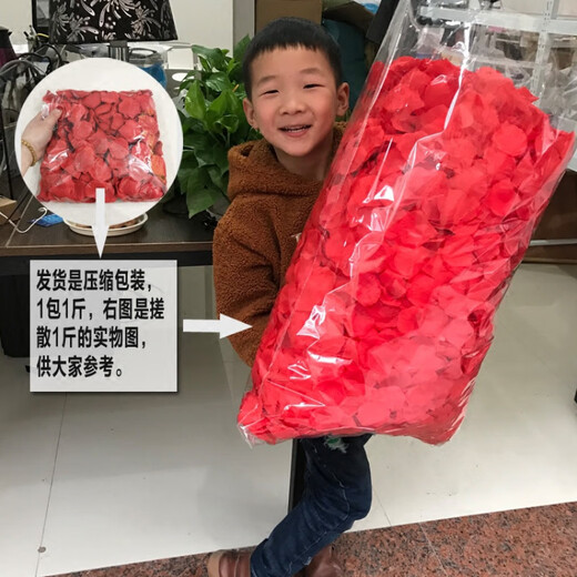 Simulated rose petals arrangement, wedding fake flower decoration, proposal, birthday confession, stage props, wedding hand-spreading flowers, no rubbing, light champagne, 1Jin Jin is equal to 0.5kg, about 8000 pieces