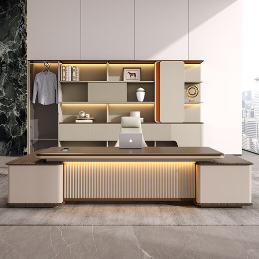 Guangdong Hui boss desk office desk and chair combination simple modern light luxury high-end leadership office chairman and president desk 2.4 meters boss table + boss chair