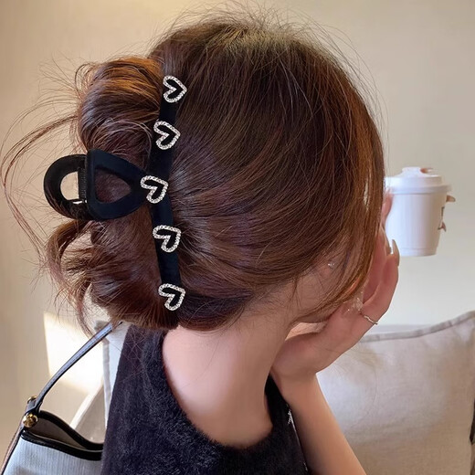 Two Worlds of Love, high-end, oversized grabber clip, headwear hairpin, love rhinestone hair accessory on the back of the head, 2025 new summer women's love grabber clip
